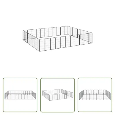 The Living Store Pasja ograda s 40 paneli črna 50x100 cm prašno barvano jeklo - Pasja Ograda