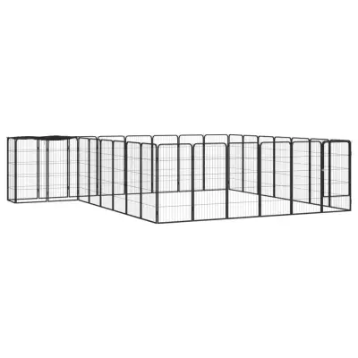 The Living Store Pasja ograda s 30 paneli črna 50x100 cm prašno barvano jeklo - Pasja Ograda