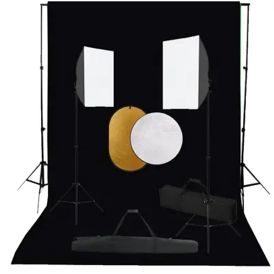 The Living Store Foto studijski komplet s softboxi, ozadjem in odbojnikom - Studijski Komplet