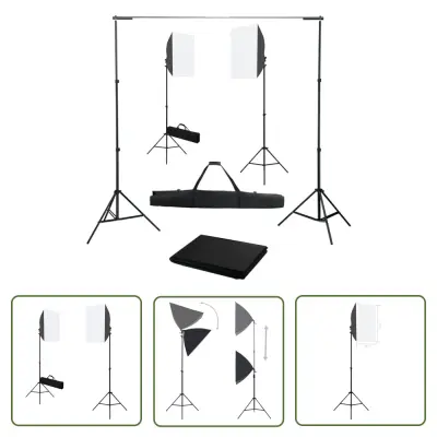 The Living Store Komplet za fotografski studio s softbox svetilkami in ozadjem - Studijski Komplet