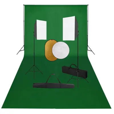 The Living Store Foto studijski komplet s softboxi, ozadjem in odbojnikom - Studijski Komplet
