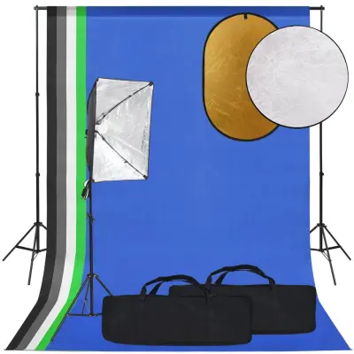 The Living Store Foto studijski komplet s softbox lučjo, ozadjem in odbojnikom - Komplet Za Foto Studio