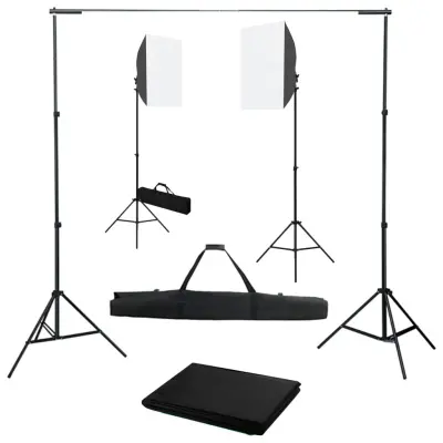 The Living Store Komplet za fotografski studio s softbox svetilkami in ozadjem - Studijski Komplet
