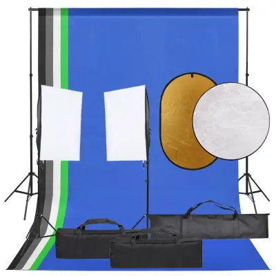 The Living Store Komplet za foto studio z lučmi, ozadjem in odbojnikom - Komplet Za Foto Studio