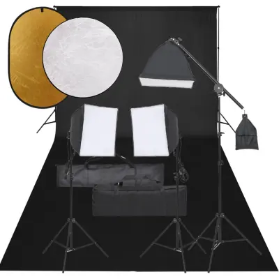 The Living Store Komplet za foto studio z lučmi, ozadjem in odbojnikom - Komplet Za Foto Studio