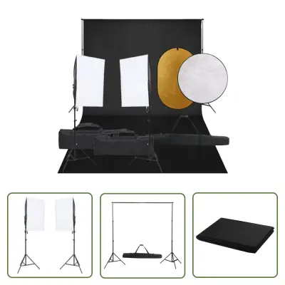 The Living Store Komplet za foto studio z lučmi, ozadjem in odbojnikom - Komplet Za Foto Studio