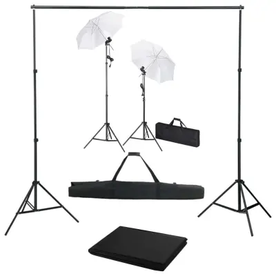 The Living Store Komplet za fotografski studio z ozadjem, svetilkami in dežniki - Studijski Komplet