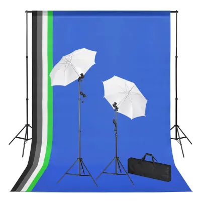 The Living Store Komplet za fotografski studio z ozadji, svetilkami in dežniki - Studijski Komplet