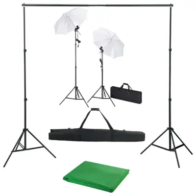 The Living Store Komplet za fotografski studio z ozadjem, svetilkami in dežniki - Studijski Komplet