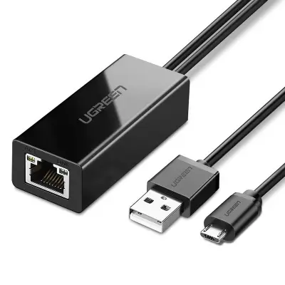 Zunanja omrežna kartica LAN micro USB 100Mbps za Chromecast 1m črna