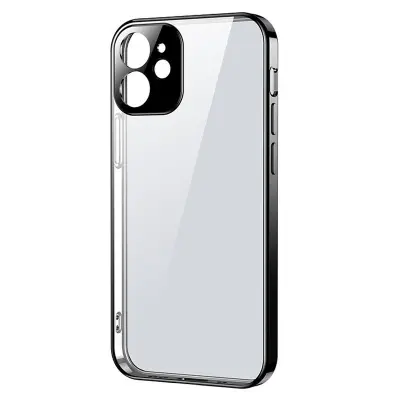 Ultra tanek prozoren ovitek s kovinskim okvirjem za iPhone 12 mini črn