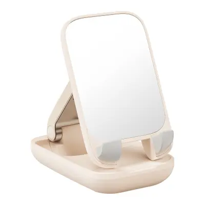 2v1 nastavljivo stojalo stojalo za telefon z ogledalom Seashell Series bež