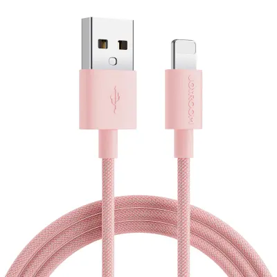 Pleten kabel za iPhoneUSB-A - Lightning, 2m, pastelno roza