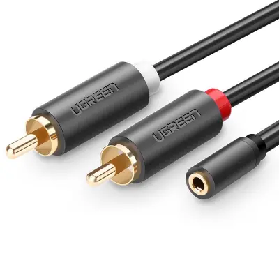 Kabel audio kabel 3,5 mm mini jack ženski - 2RCA moški 25 cm siv