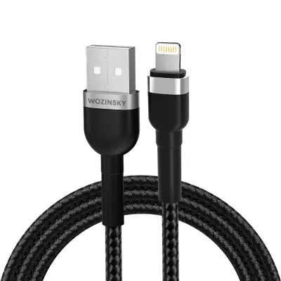 Pleten kabel za iPhone USB-A - Lightning 2.4A 1m črn