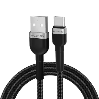 Pleten kabel USB-A - USB-C 2.4A 2m črn
