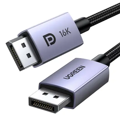 Pleteni kabel DisplayPort 2.1 16K 3D Vision, 2 m, siv