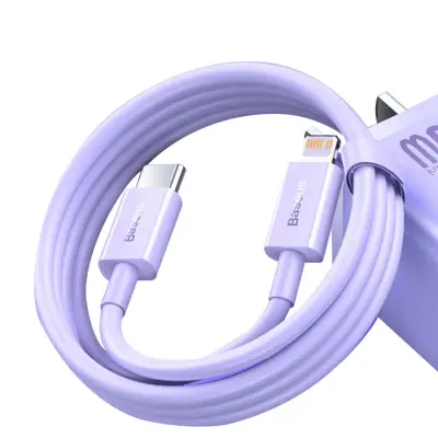 Kabel za hitro polnjenje iPhone USB-C - Lightning PD 20W 1m, vijoličen