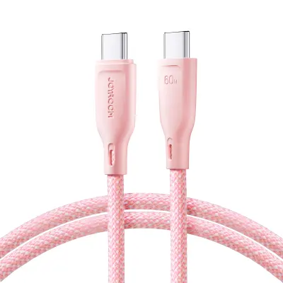USB-C kabel 60 W za hitri prenos Večbarvna serija 1 m roza