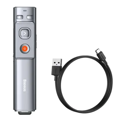 Laserski kazalec na daljinsko upravljanje za PC predstavitve z vgrajeno baterijo, Orange Dot siv