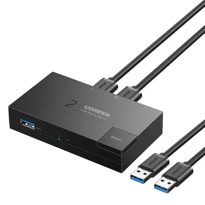 Switch USB 3.0 dvosmerno stikalo za dva računalnika, črne barve