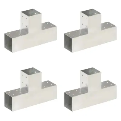 vidaXL Spojniki za stebre 4 kosi T oblike pocinkana kovina 81x81 mm