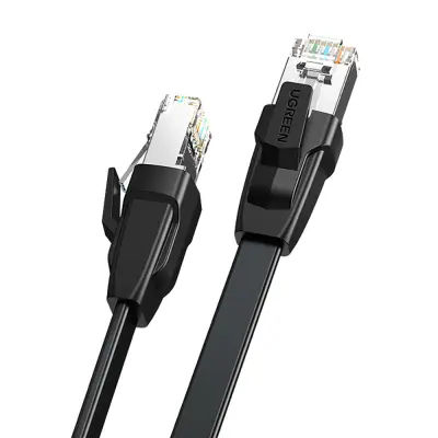 Ploščati povezovalni kabel LAN Ethernet Cat.8 U/FTP kabel 1m črn