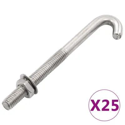 vidaXL Sidrni J-sornik z matico in podložko M8x120 mm 25 kompletov