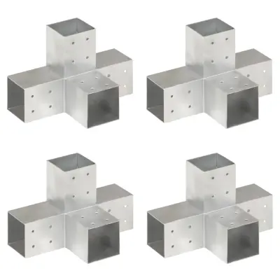 vidaXL Spojniki za stebre 4 kosi X oblike pocinkana kovina 81x81 mm