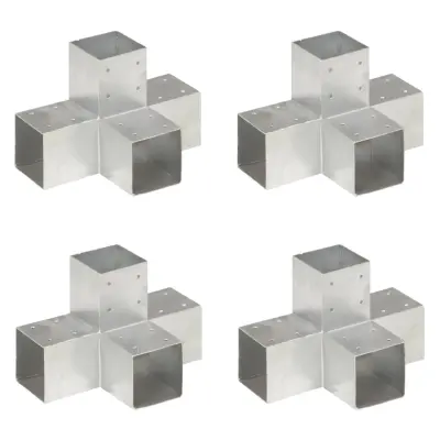 vidaXL Spojniki za stebre 4 kosi X oblike pocinkana kovina 91x91 mm