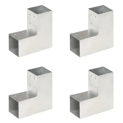 vidaXL Spojniki za stebre 4 kosi L oblike pocinkana kovina 81x81 mm