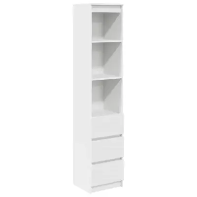 vidaXL Visoka omara bel 37,5x35x180 cm inženirski les