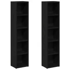 vidaXL Omarica za CD-je 2 kosa črna hrast 21x16x93,5 cm inžen. les