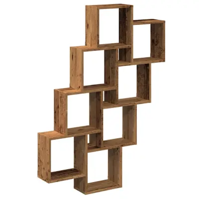 vidaXL Stenska kockasta polica iz starega lesa 90x15x119,5 cm