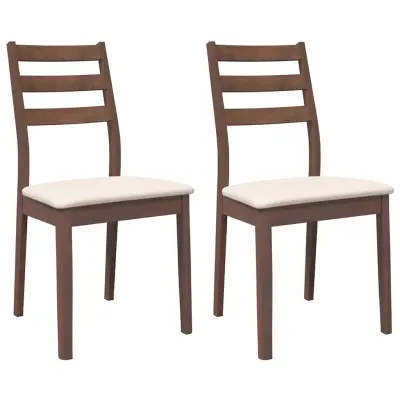 vidaXL Jedilni stoli z blazinami 2 kosa Brown Solid Wood Rubber