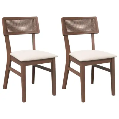 vidaXL Jedilni stoli z blazinami 2 kosa Brown Solid Wood Rubber