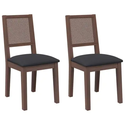 vidaXL Jedilni stoli z blazinami 2 kosa Brown Solid Wood Rubber