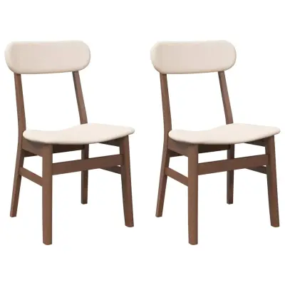 vidaXL Jedilni stoli z blazinami 2 kosa Brown Solid Wood Rubber