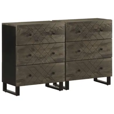 vidaXL Bivalne omare 2 kosa Črna 60x33x75 cm Masivni les Mango