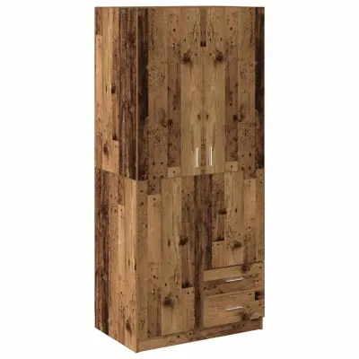 vidaXL Garderobna omara Old Wood 80x52x180 cm Inženirski les