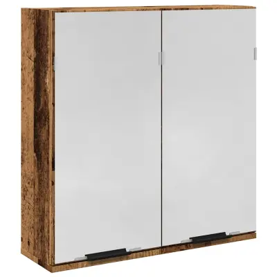 vidaXL Kopalniško ogledalo Kabinet starega lesa 64x20x66,5 cm