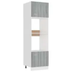 vidaXL Omara za mikrovalovno pečico “Lyon” siva sonoma 60x57x207 cm