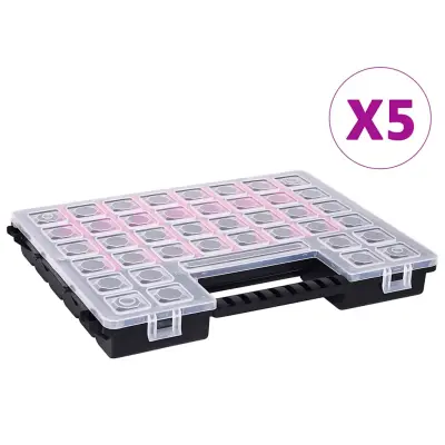 vidaXL Škatle za sortiranje 5 kosa z delilniki 385x283x50 mm plastika