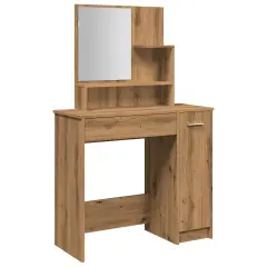 vidaXL Toaletna mizica z ogledalom artisan hrast 74,5x40x141 cm