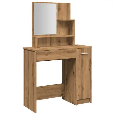 vidaXL Toaletna mizica z ogledalom artisan hrast 74,5x40x141 cm