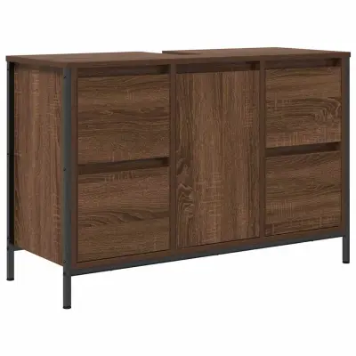 vidaXL umivalnik s predali rjavega hrasta 90x34,5x60 cm