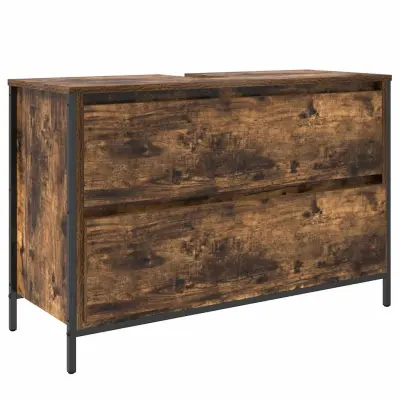 vidaXL Kopalniška omarica s predali dimljeni hrast 90x34,5x60 cm