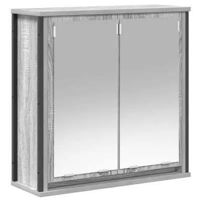 vidaXL Kopalniška stenska omarica z ogledalom siva sonoma 60x21x60 cm