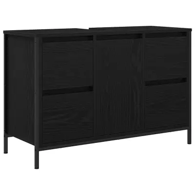 vidaXL umivalnik s predali črni hrast 90x34,5x60 cm