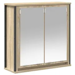 vidaXL Kopalniška stenska omarica z ogledalom sonoma hrast 60x21x60 cm